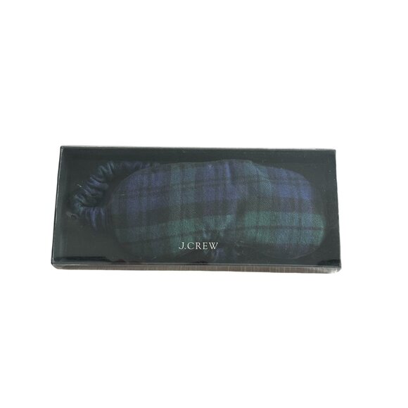 J CREW Navy Green Plaid Sleep Mask NEW NIB - Picture 4 of 5
